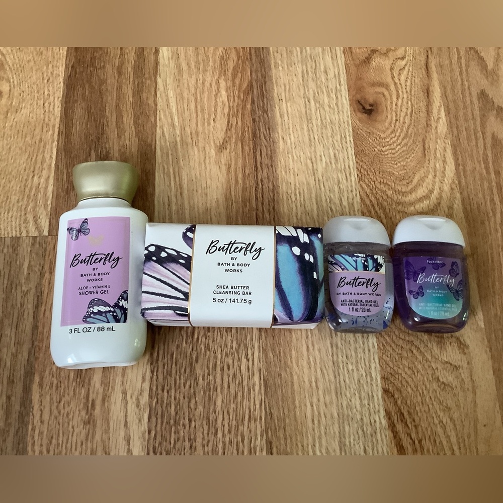 New, unused Bath & Body Works Butterfly 4-piece bundle